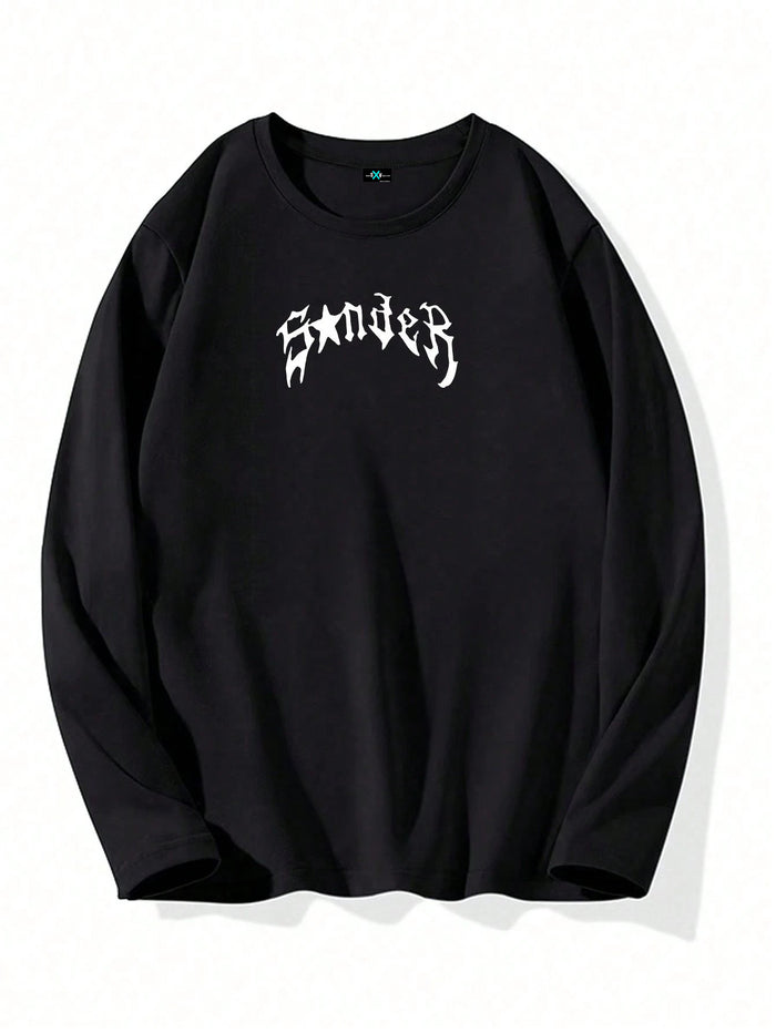 SXV Neverleaving Men Spider & Letter Graphic Drop Shoulder Full sleeves  Tee