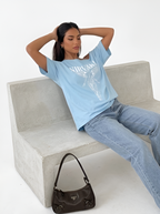 SXV NIRVANA SKY Print Casual Loose Fit One Shoulder T-Shirt For Women