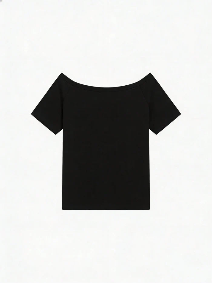 SXV Y2K Print Dream Off-Shoulder Short-Sleeve T-Shirt