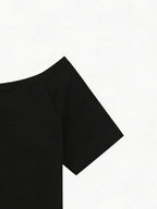SXV Y2K Print Dream Off-Shoulder Short-Sleeve T-Shirt