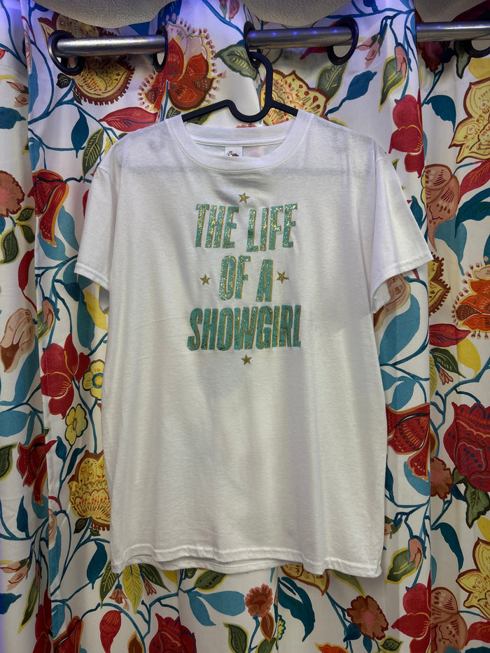 Taylor Swift 'The Life of a Showgirl' White Handpainted T-shirt