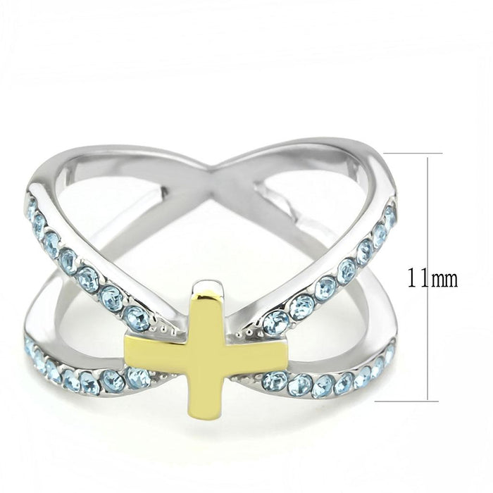 Thin Blue Line Gold Cross Ring
