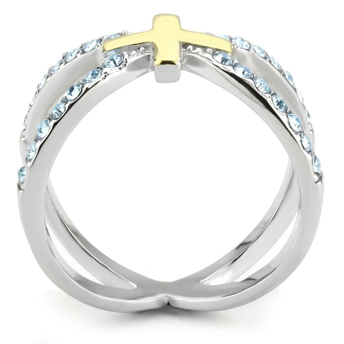 Thin Blue Line Gold Cross Ring