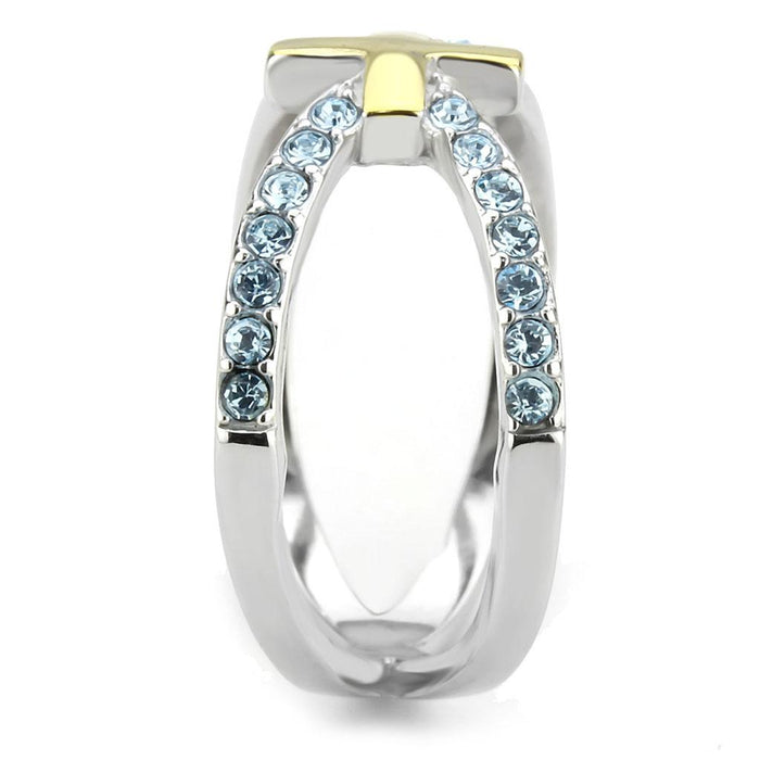 Thin Blue Line Gold Cross Ring
