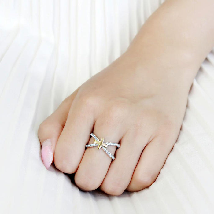 Thin Blue Line Gold Cross Ring