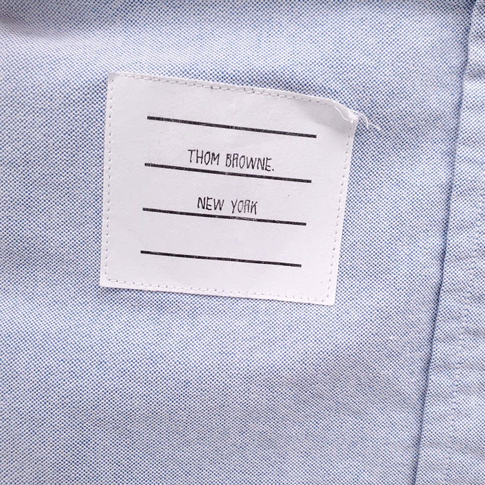 THOM BROWNE BLUE COTTON BUTTON-UP SHIRT - SIZE 2/M