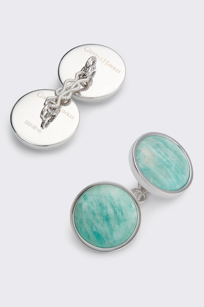 Tisdall Clint Sterling Silver Cufflinks Ice Blue Sodalit