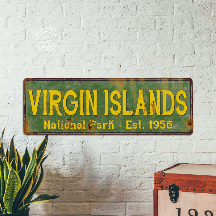 Virgin Islands National Park Rustic Metal 6x18 Sign Cabin Decor