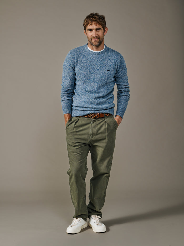 Aubin Light Blue Mix Westbourne Crew Neck Jumper | Crew Neck