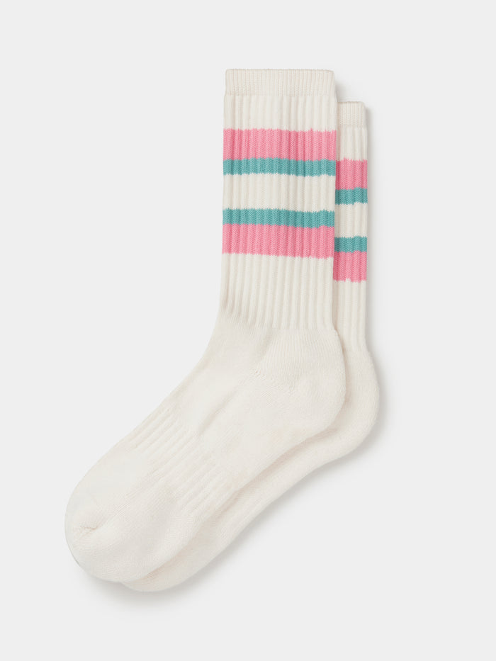 Aubin Pink/Green Stripe Whinby Sport Sock | Socks