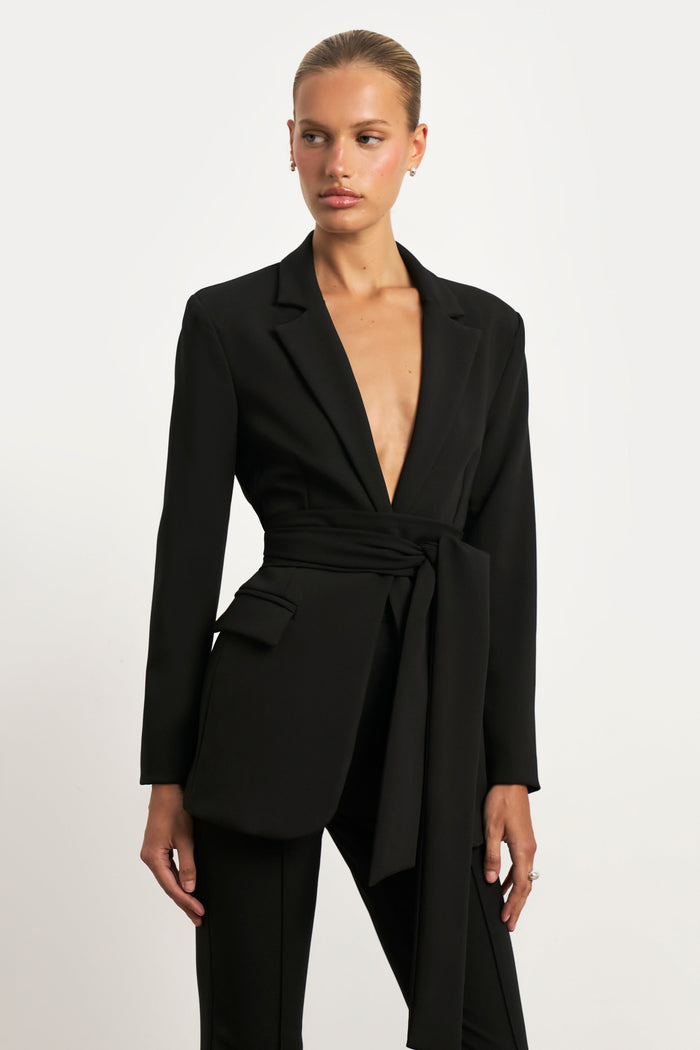 Wide Leg Suit Trousers - Black