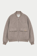 WOOL BLEND BOMBER JACKET - BEIGE