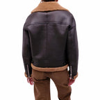 YVES SALOMON LEATHER AND SHEARLING BIKER JACKET - SIZE 36
